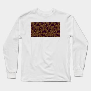 Maroon & Gold Floral Pattern Long Sleeve T-Shirt